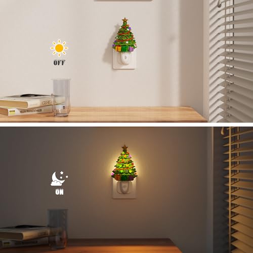 Image of JandCase Christmas Tree Night Light, 3000K Night Lights Plug into Wall | Cute & Funny Ceramics Night Light for Kids, Plug in Vintage Decor Nightlight with 360 Rotatable for Home Party Decor, 1 Pack