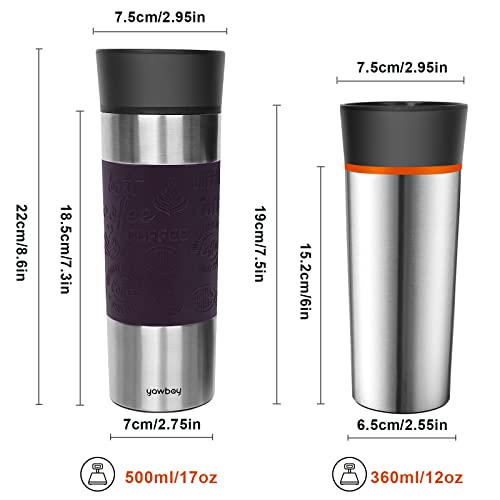 Yawbay Travel Coffee Mug, Travel Mug With 360°All-Round Drinking Lid, Vacuum Insulated Tumbler, Stainless Steel Tumbler, Double Walls Insulated Coffee Mug For Hot And Ice Cold Water Beverages(Orange) #TOP4