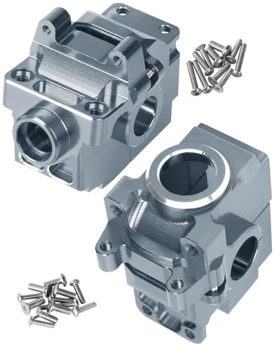 RCMYou Transmission Case Gearbox Upgrades Part for 1/10 Slash/Stampede/Hoss/Rustler VXL 4X4,Aluminum Front Rear Transmission Case Gearbox Hops Ups,Titanium