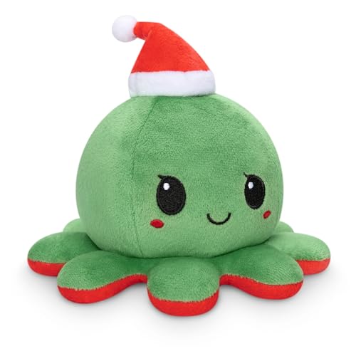TeeTurtle - The Original Reversible Octopus Plushie - Naughty + Nice - Cute Sensory Fidget Stuffed Animals That Show Your Mood - Perfect gift for the Holidays!