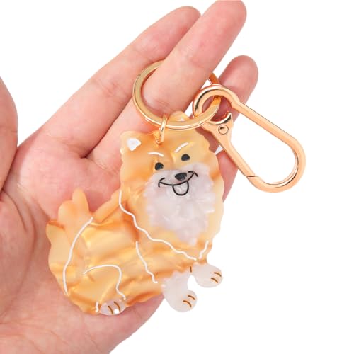Dog-Shaped Bag Clasp & Keychain Charm- Acetate Animal Clip with Gold-Tone Metal