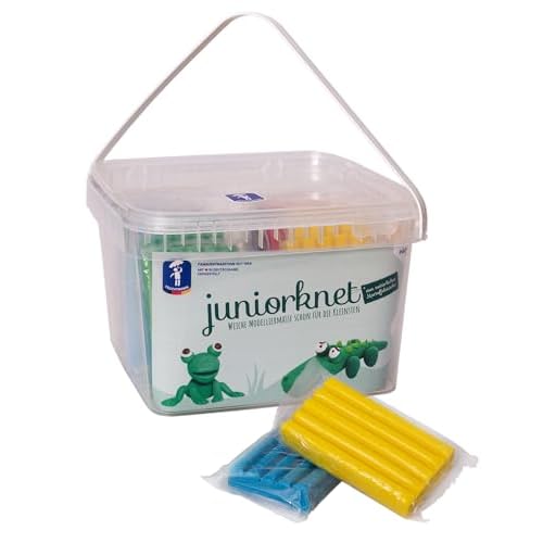 Feuchtmann JUNiORKNET Edu Bucket | Knetset 14 x 100g weiche Kinderknete | vegane glutenfreie Spielknete | Nicht trocknende Knete | ungiftige Modelliermasse Kinder | ab 2 Jahren