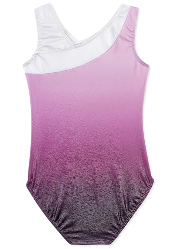 DAXIANG Gymnastics Leotards for Girls Sparkly One Piece Sleeveless Dance Unitard Biketard New Wine Red 9-10 Years - Thumbnail 2