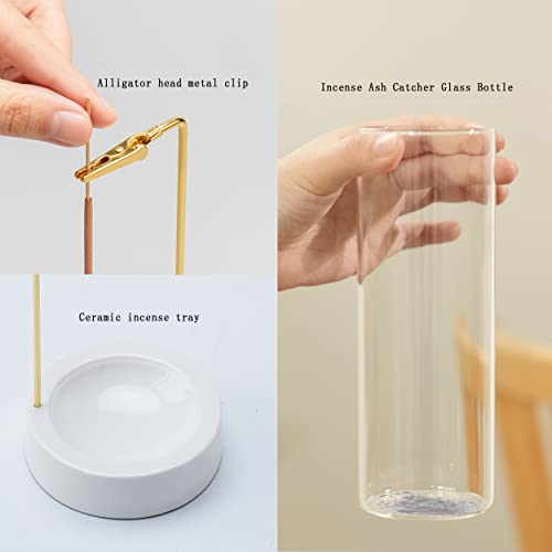 Ceremony Incense Holder For Sticks,Upside Down Incense Burner With Glass Ash Catcher For Meditation Yoga Spa Room Decor #TOP4