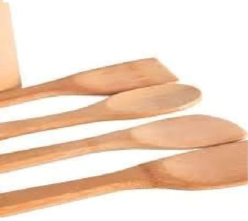 Colheres de Bambu + Suporte Bambu, Utensílios de Cozinha com 5PÇs