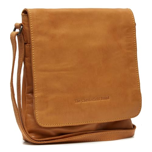 Bolso de hombro Duncan para el día a día, de cuero color Ocher Yellow y solapa funcional