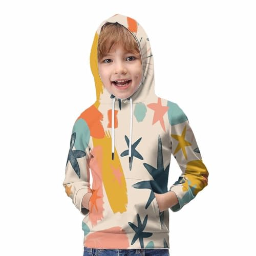 Pull à capuche pour garçons et filles motif imprimé léger 10-12 ans - 5