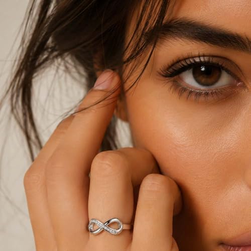 Image of Miss Highness 925 Pure Silver Infinity Promise Ring for Women | Adjustable Design | Premium Silver Jewellery With Authenticity Certificate | Gift for Girlfriend Wife | Everyday Wear Ring