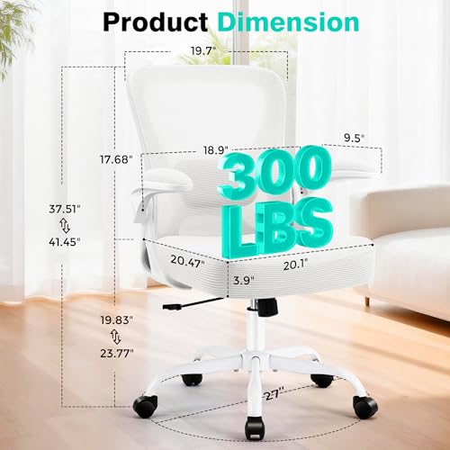 Image of AreShark Office Chair - Ergonomic Breathable Mesh Desk Chair with Adjustable Lumbar Support and Flip-up Armrests - Executive High Back Rolling Swivel Comfortable Computer Gaming Chair for Home Office