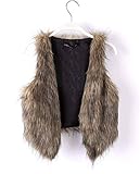 Berax Damen Pelz Fellweste Weste Frauen Lederweste Fellweste Faux Fur Vest Gilet Waistcoat Winter Braun,2XL
