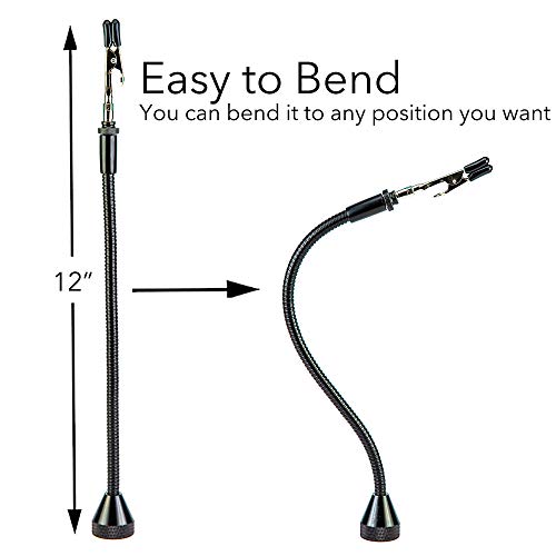 2 Pack Set Magnetic Flexible Gooseneck Metal with Alligator Clips for Helping Hands Third Hand Tool Automobile Electronics Soldering Jewelry Painting Art Crafts Hobby
