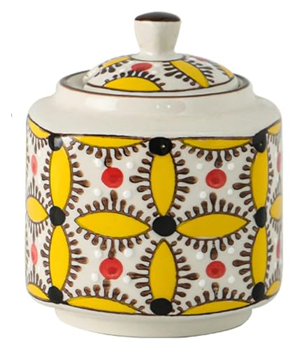 Azucarero con tapa, azucarero de cerámica, juego de azucarero y crema de estilo pastoral, jarra for crema y azúcar, jarra for crema Bohemia, jarra for crema, azucarero naranja(Unique Colour,Sugar Bowl