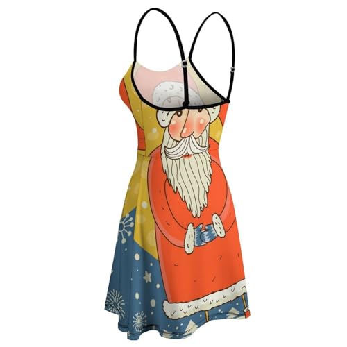 Robe de plage à bretelles spaghetti et imprimé Père Noël unique