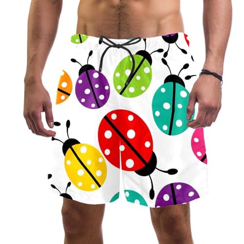 Swim shorts homme coccinelles colorées : le maillot de bain tendance pour l'été