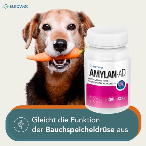 Verdauungs-Tabletten für Hunde & Katzen - Mit Rinderleber & Mineralstoffen - Für gesunde Verdauung - 30 Tabletten - AMYLAN AD