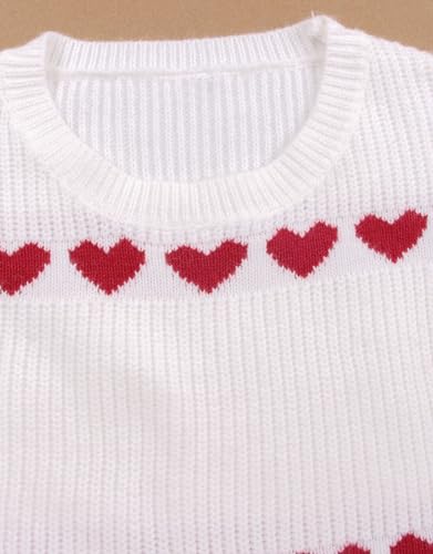 Image of Alsol Lamesa Women's Fall Pullover Sweaters Cute Hearts Long Sleeve Crewneck Casual Knitted Sweaters, X-Large