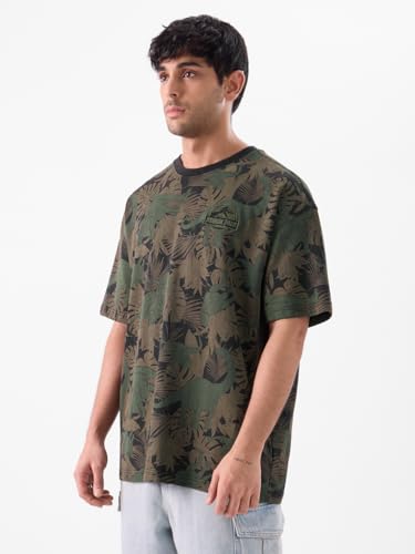 Image of The Souled Store Official Jurassic Park: Raptor Rumble Men and Boys Short Sleeves Round Neck All Over Printed Cotton Oversized T-Shirts