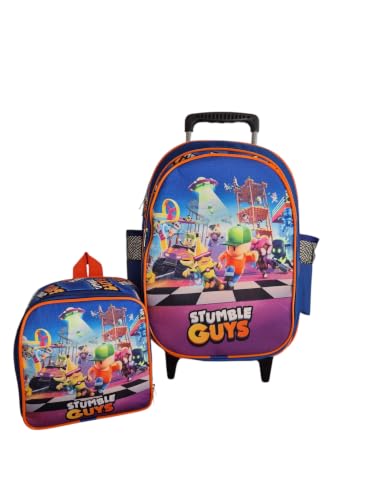 Mochila Escolar Stumble Guys Jogo Infantil Rodinhas Tam G + Lancheira Térmica