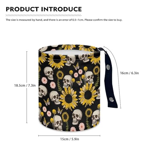 Image of Skeleton Car Rubbish Bin Portable Waste Basket Bin Waste Auto Basket Can with Adjustable Strap