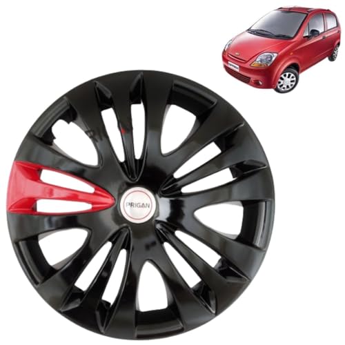 Image of Prigan Spark Black Red Wheel Cover 13 inch for Spark (Set of 4 Pcs) (Press Fitting) Model- Camry Black Red 13