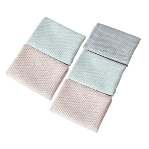 OFFIGAM 5個 魚鱗格洗浄クロス 吸水速乾 キッチンクロス 食器拭き用 両面使用可能 家用実用タオル ランダムカラー ランダムカラー