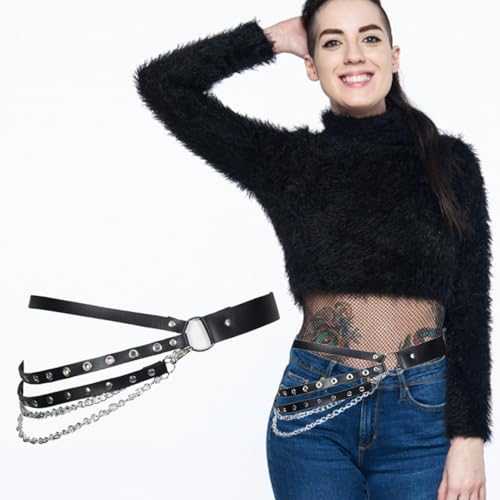 Cinturones ajustables de piel sintética para mujer estilo punk 5