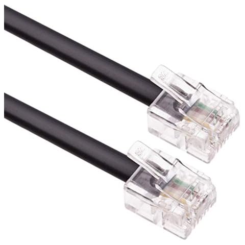 Keple RJ11 Cable ADSL 16.4ft Extension Lead Phone Cord Telephone Plug High Speed Internet Broadband Male to Male Router and RJ11 Phone Socket // Landline Wire (Black) Cover