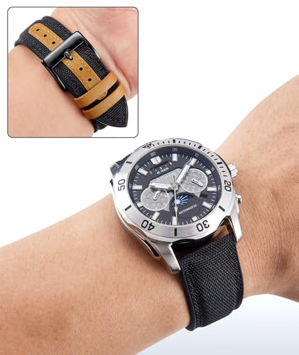 Image of BINLUN Nylon Silicone Watch Bands 18mm 19mm 20mm 21mm 22mm Quick Release Canvas Rubber Hybrid Watch Strap Replacement Watchband for Men Women 9 Colors Silver /Black Buckle
