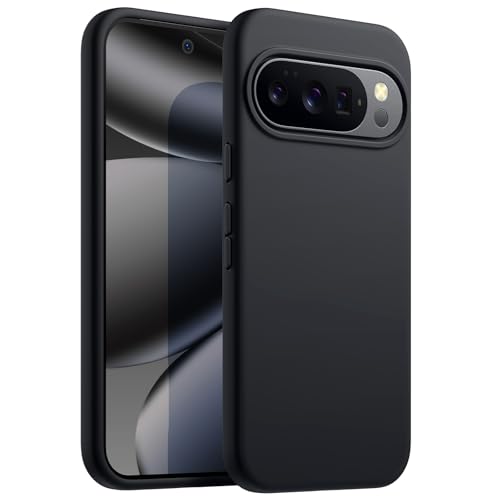 Image of JETech Liquid Silicone Cover Case for Google Pixel 10 /10 Pro 2025, Silky Soft Touch Full-Body Protection, Anti-Scratch Shockproof Phone Cover with Microfiber Lining (Obsidian)