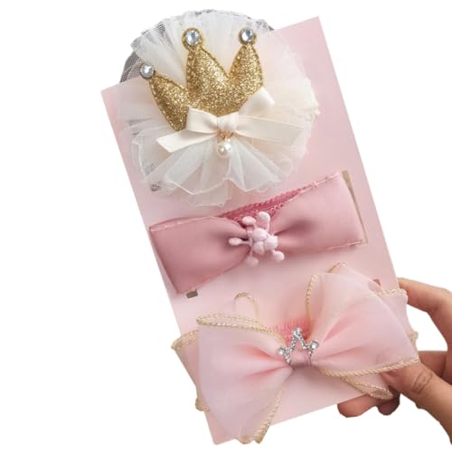GGUFAY Diademas Bebe, Adornos para el Cabello Infantil, Set de Adornos para el Cabello de Bebé Niña con Diseños de Corona y Lazos, Suaves Accesorios para el Cabello Infantil, Diademas Niña