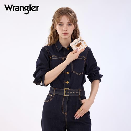 Image of Montana West X Wrangler Women Ladies Girls RFID Minimalist Card Holder Wallet Billfold Thin Cash Wallet with Zipper Coin Pocket