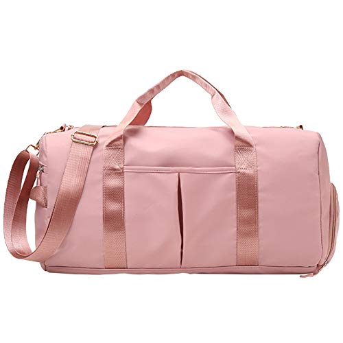 rismart Deporte Bolsa Impermeable Seco Mojado Separado Gimnasio de Viaje Bolsos, 35L Duffle Bag con Compartimento para Zapatos para Fin de Semana Fitness Yoga Senderismo Cámping, Rosa Cover