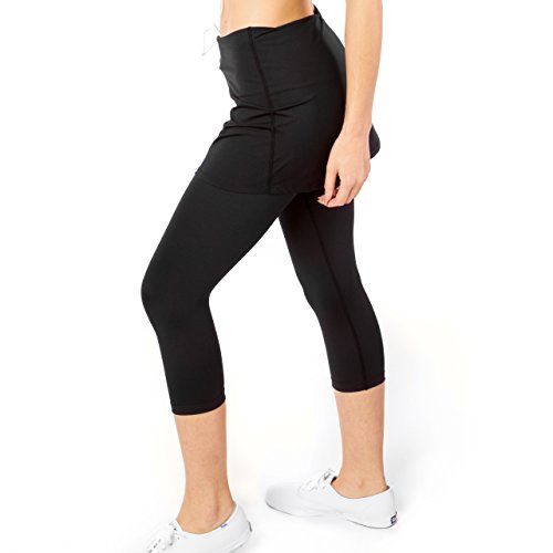 Sport-it Womens Capri Skirt, Active Skapri with Pockets, Running Skirted Leggings, Athletic Skort (XX-Large) Black - Thumbnail 5