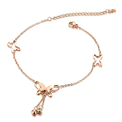 fabula by OOMPH Jewellery Rose Gold Tone Butterfly Shape Delicate Fashion Anklet for Women & Girls(ABJ1R4) -Single Piece-picture-45