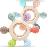 OKONKN 2 Pezzi Giochi Dentizione Neonato, Massaggia Gengive Neonati Anello per la Dentizione del Bambini, Massaggiagengive Senza BPA per neonati di età superiore ai 0 3 6 12 mesi