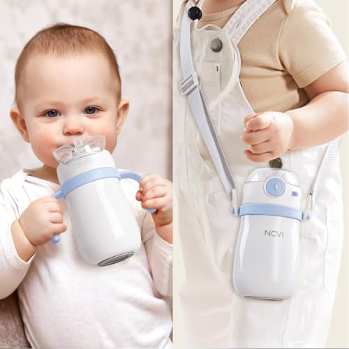 Image of NCVI Toddler Water Bottle Stainless Steel, Sippy Cup with Straw & Handle