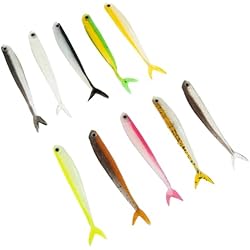 Pesca De Sabalo Con Carnada BESPORTBLE 10 Piezas Cebo Blando Biónico Señuelos De Cola De Remo Señuelo para Peces De Agua Dulce Señuelo De Sábalo De Cola De Remo Carnada De Pesca Artificial Plastico Blando