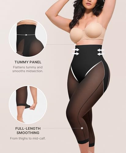 SHAPELLX Shapewear for Women Capris Leggings for Women Tummy Control Underwear High Waist Body Shaper Butt Lifting Panties2
