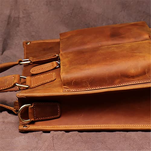 Vintage Man Handbag Briefcase Men Shoulder Genuine Leather Bags Brown Business 14 Inch Laptop Bag4