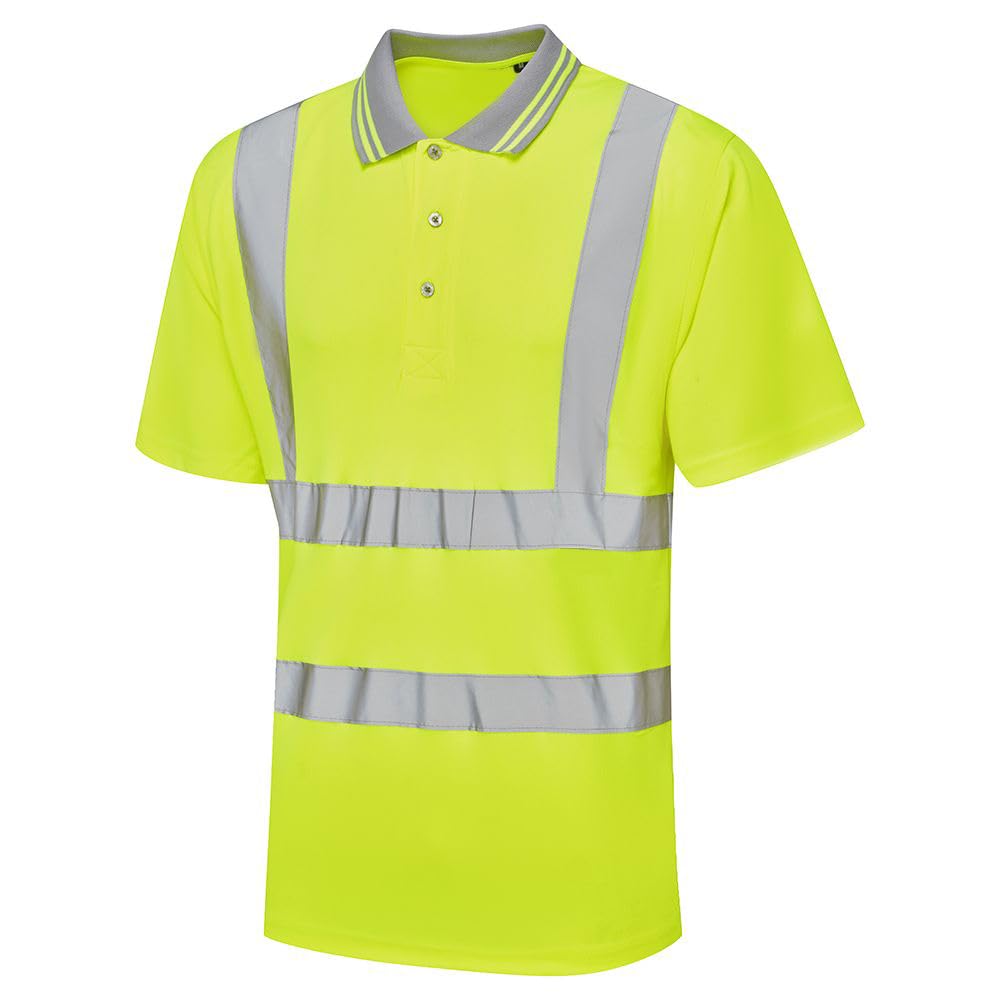 Expert Workwear High Vis Viz Visibility Short Sleeve Polo T Shirt (L, Yellow)