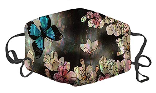 TopA Fashion Face Decoration Cotton Dust Dirt Proof Windshield Unisex Adjust Elastic Bands (Blue Butterfly)