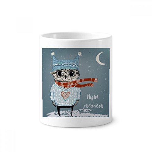 Hibou d'hiver cadeau original mug blanc en céramique décorative de 9.6cm de hauteur