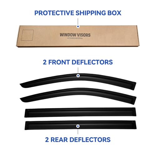 Image of Window Visors Rain Guards for 2008-2020 Dodge Grand Caravan, Out-Channel Window Vent Wind Deflectors Visors Shades for 2008-2016 Chrysler Town Country, 2009-2012 Volkswagen (VW) Routan