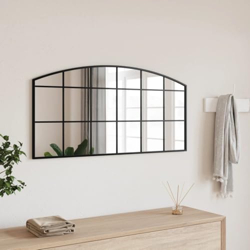 GCHDHAPB Espejo de pared negro de 100 x 50 cm, arco de hierro, espejos decorativos para el hogar y el jardín