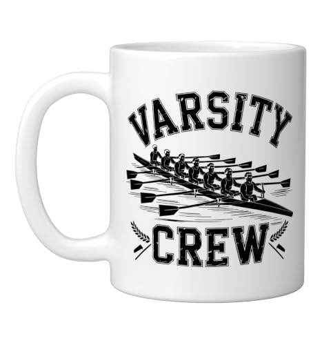 College Crew Rowing Badge Varsity Style Classic Sport Ceramic Mug, White, 11oz