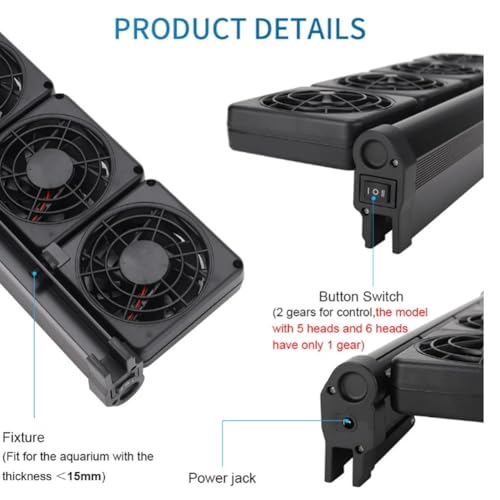 Ventilateur de refroidissement à 3 têtes pour dissipation de chaleur d'aquarium