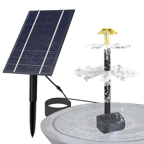 Fontaine solaire pour bain d'oiseaux à 3 niveaux d'eau en cascade - 8