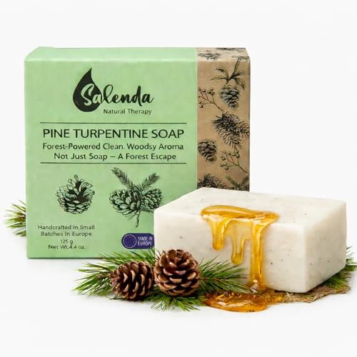 SALENDA Pine Turpentine Soap Turpentine Soap Handcrafted Natural Pine Rosin Bath & Body Bar | All-Natural Dye-Free Perfume-Free Traditional for Daily Use (4 Oz)