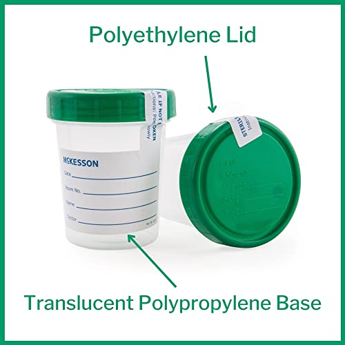 McKesson Specimen Cups with Lids, Urine/Pee Cups, Sample Containers, Leak Resistant, 4 oz / 120 ml, 100 Count - Thumbnail 3