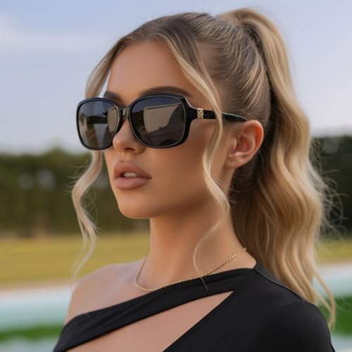 Image of SIPHEW Polarized Sunglasses for Women | UV400 Protection | Vintage Sun Glasses,Wraparound Shade,Lightweight & Comfortable,Big Sunnies eyewear,Driving,Outdoors